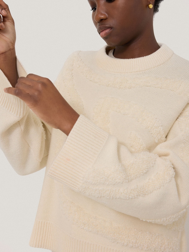 Jigsaw Cream Loop Intarsia Jumper - Image 2 of 5