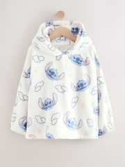 White/Blue Lilo and Stitch Fleece Cropped Hooded Blanket (3-16yrs) - Image 1 of 4