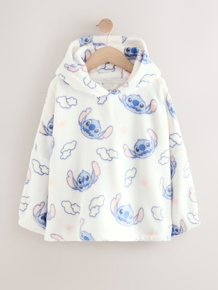 White/Blue Lilo and Stitch Fleece Cropped Hooded Blanket (3-16yrs) - Image 1 of 4