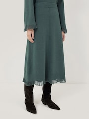 Jigsaw Blue Silk Blend Boucle Fringe Skirt - Image 1 of 4