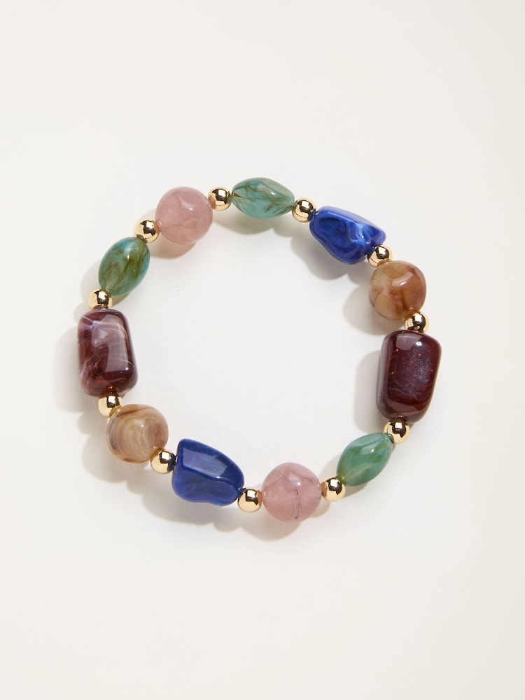 FatFace Multi Colour Large Bead Bracelet - Image 1 of 2 FatFace Multi Colour Large Bead Bracelet - Image 1 of 2