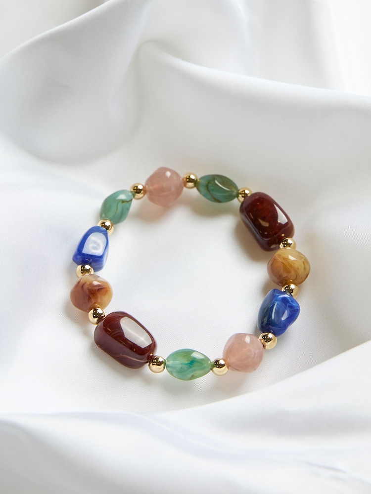 FatFace Multi Colour Large Bead Bracelet - Image 2 of 2 FatFace Multi Colour Large Bead Bracelet - Image 2 of 2