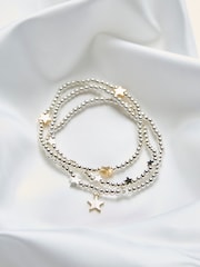 FatFace Silver Tone Trio Star Stretch Bracelet - Image 2 of 2