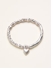 FatFace Silver Tone Heart Stretch Bracelet - Image 1 of 2