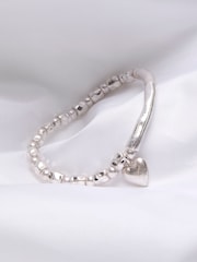 FatFace Silver Tone Heart Stretch Bracelet - Image 2 of 2