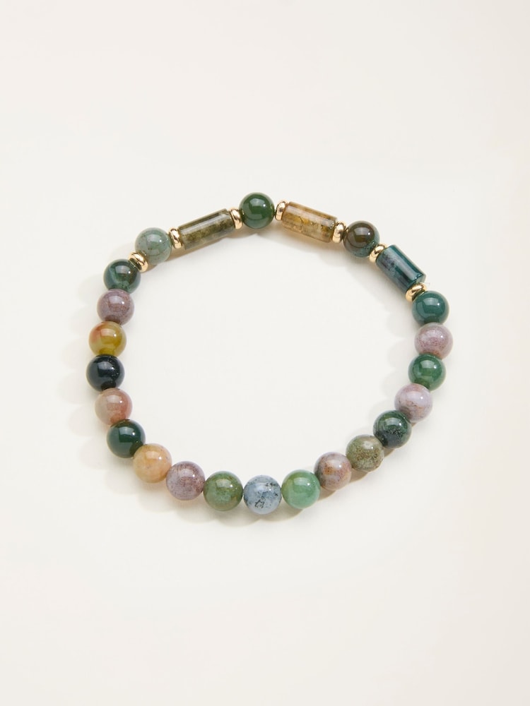 FatFace Green Stone Stretch Bracelet - Image 1 of 2 FatFace Green Stone Stretch Bracelet - Image 1 of 2