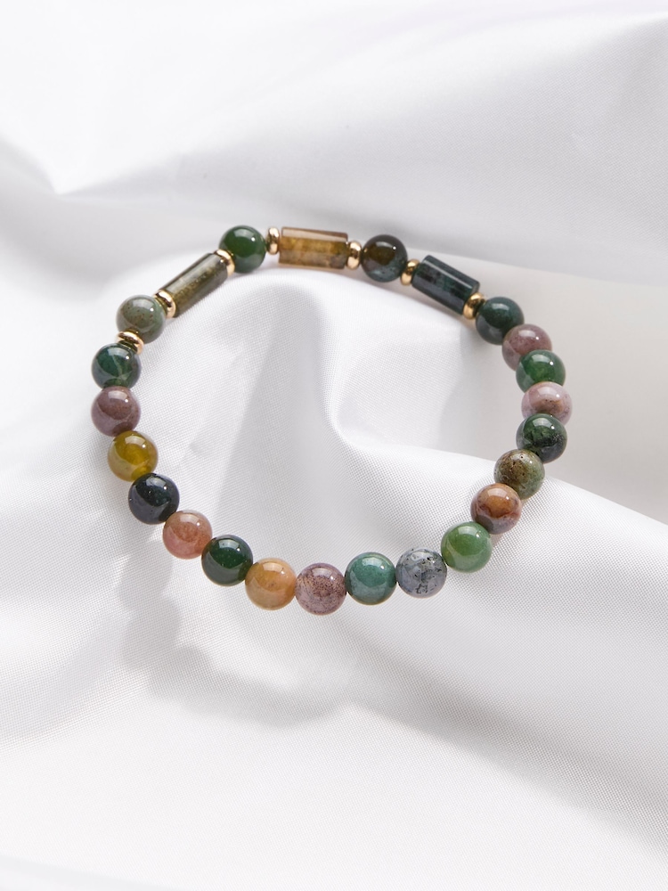 FatFace Green Stone Stretch Bracelet - Image 2 of 2 FatFace Green Stone Stretch Bracelet - Image 2 of 2