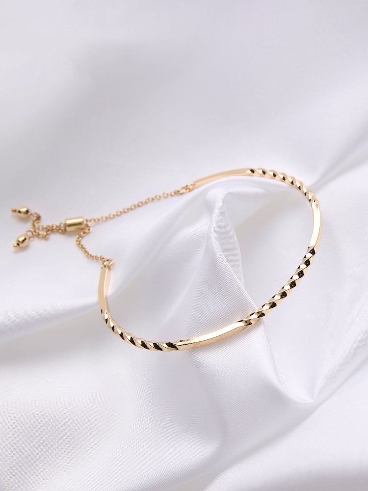 FatFace Gold Tone Twist Adjustable Bracelet - Image 2 of 2 FatFace Gold Tone Twist Adjustable Bracelet - Image 2 of 2