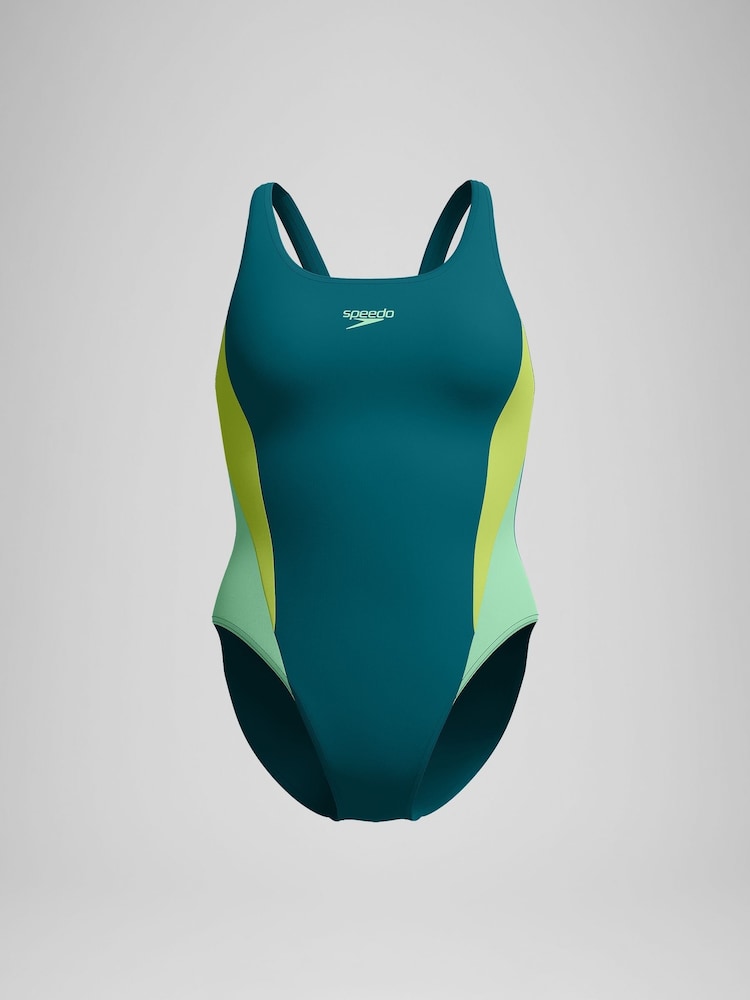 Speedo Green Colourblock 2.0 Swimsuit - Image 6 of 6