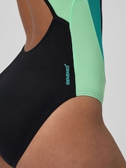 Speedo Blue High neck Splice Cross Back Swimsuit - Image 4 of 6