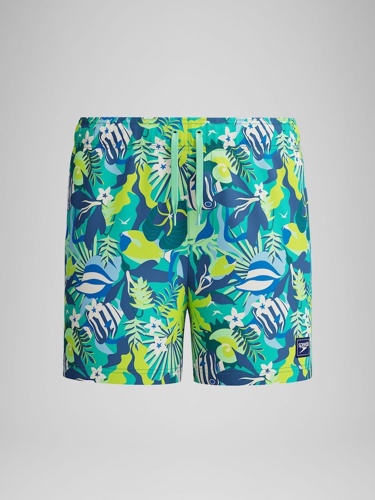 Speedo Green Speedo Digital Print 13" Watershorts - Image 1 of 4