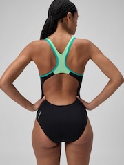 Speedo Light Blue Placement Laneback Swimsuit - Image 2 of 6