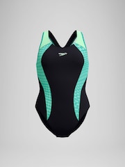 Speedo Light Blue Placement Laneback Swimsuit - Image 6 of 6