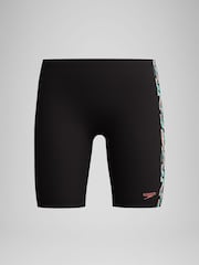 Speedo Black Digital All-Over Panel Jammer Swim Shorts - Image 1 of 3