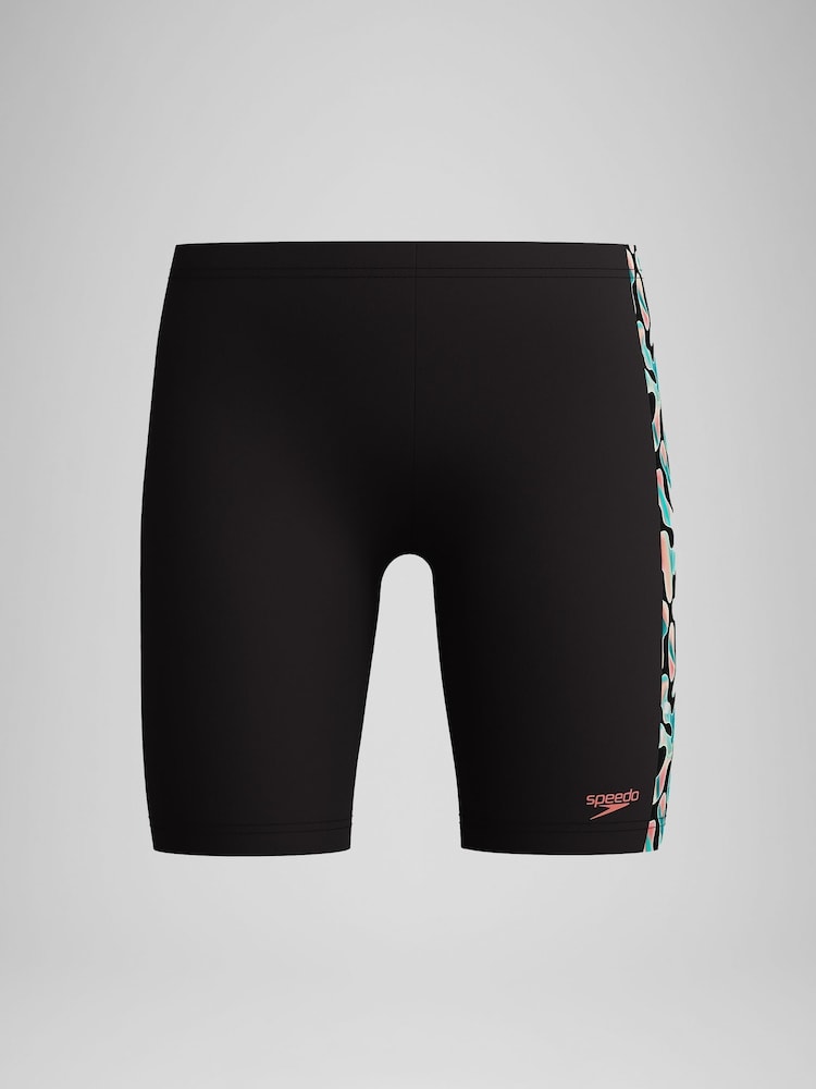 Speedo Black Digital All-Over Panel Jammer Swim Shorts - Image 1 of 3