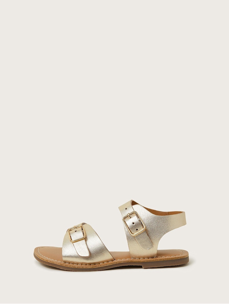 Monsoon Gold Metallic Leather Buckle Strap Sandals - Image 2 of 3