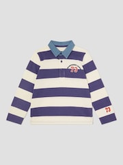 Monsoon Blue Stripe Long Sleeve Rugby 100% Cotton Rugby Shirt - Image 2 of 4