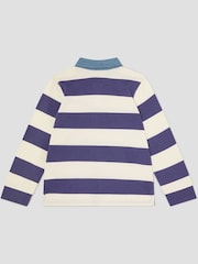 Monsoon Blue Stripe Long Sleeve Rugby 100% Cotton Rugby Shirt - Image 3 of 4