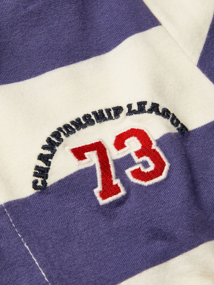 Monsoon Blue Stripe Long Sleeve Rugby 100% Cotton Rugby Shirt - Image 4 of 4