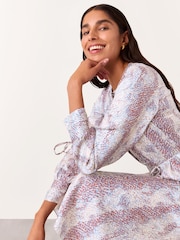 Whistles Natural Mottled Snake Print Midi Dress - Image 2 of 4