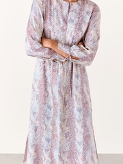 Whistles Natural Mottled Snake Print Midi Dress - Image 3 of 4