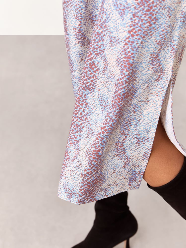 Whistles Natural Mottled Snake Print Midi Dress - Image 4 of 4