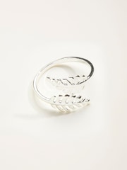 FatFace Silver Tone Leaf Ring - Image 1 of 2