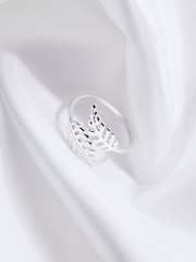 FatFace Silver Tone Leaf Ring - Image 2 of 2