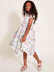 Monsoon Natural Ashleigh Short Sleeve Broderie Floral Dress - Image 1 of 5