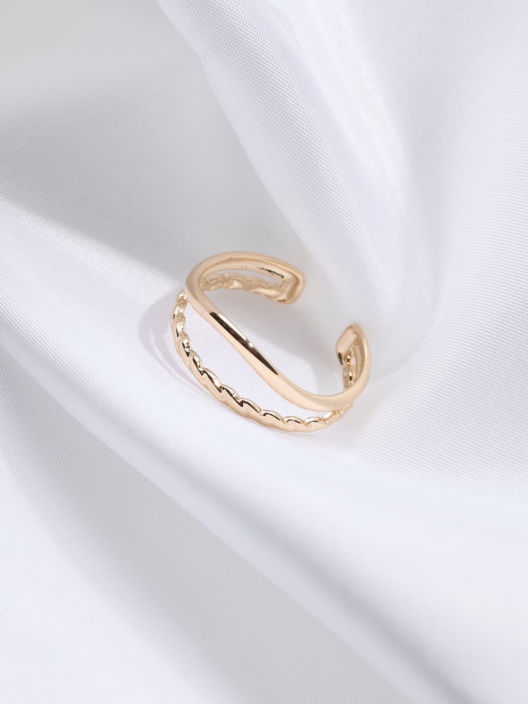 FatFace Gold Tone Stacked Ring - Image 2 of 2 FatFace Gold Tone Stacked Ring - Image 2 of 2