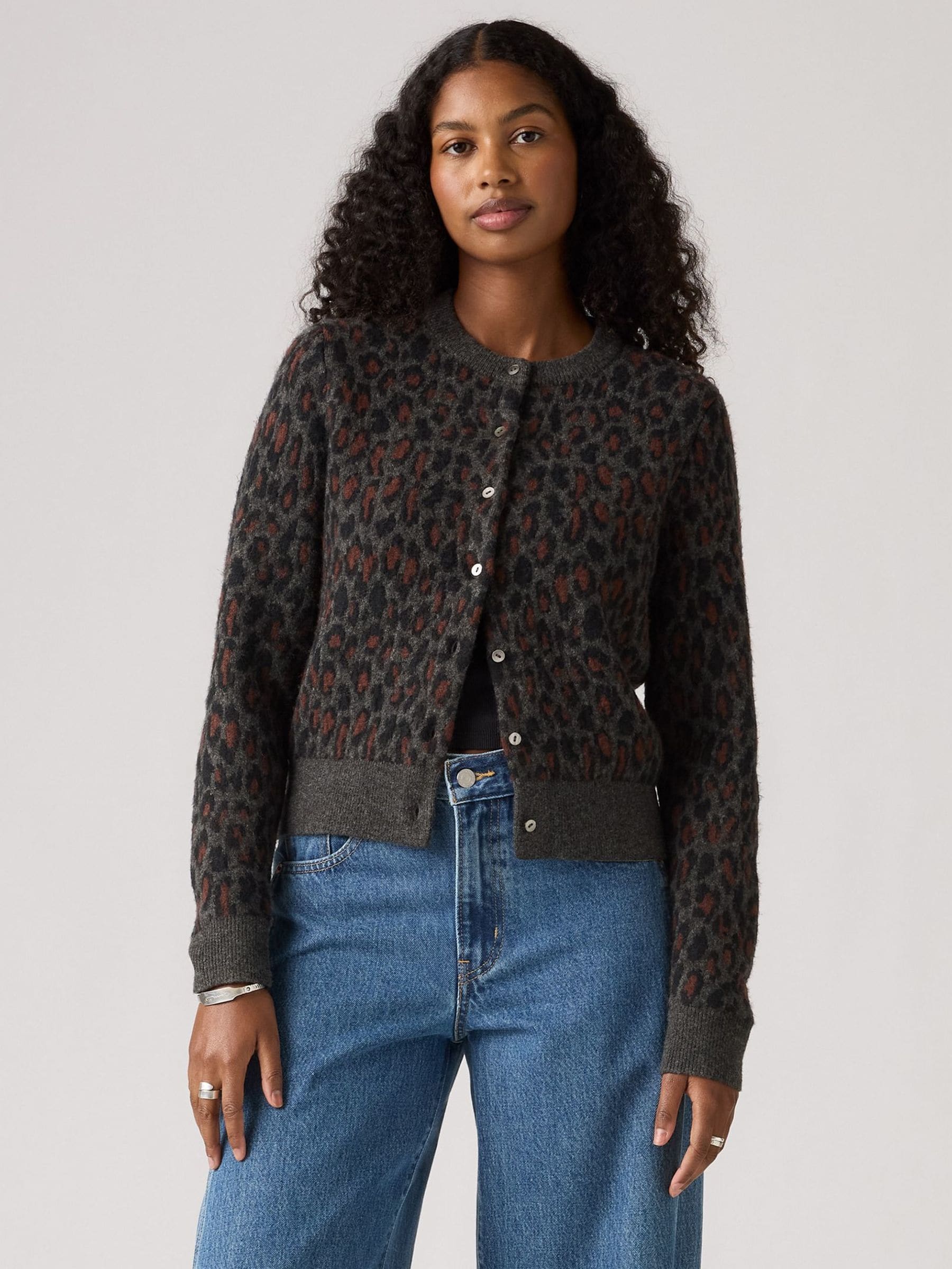 Buy Levi's Leopard Charcoal Tara Wooly Cardigan from Next Luxembourg
