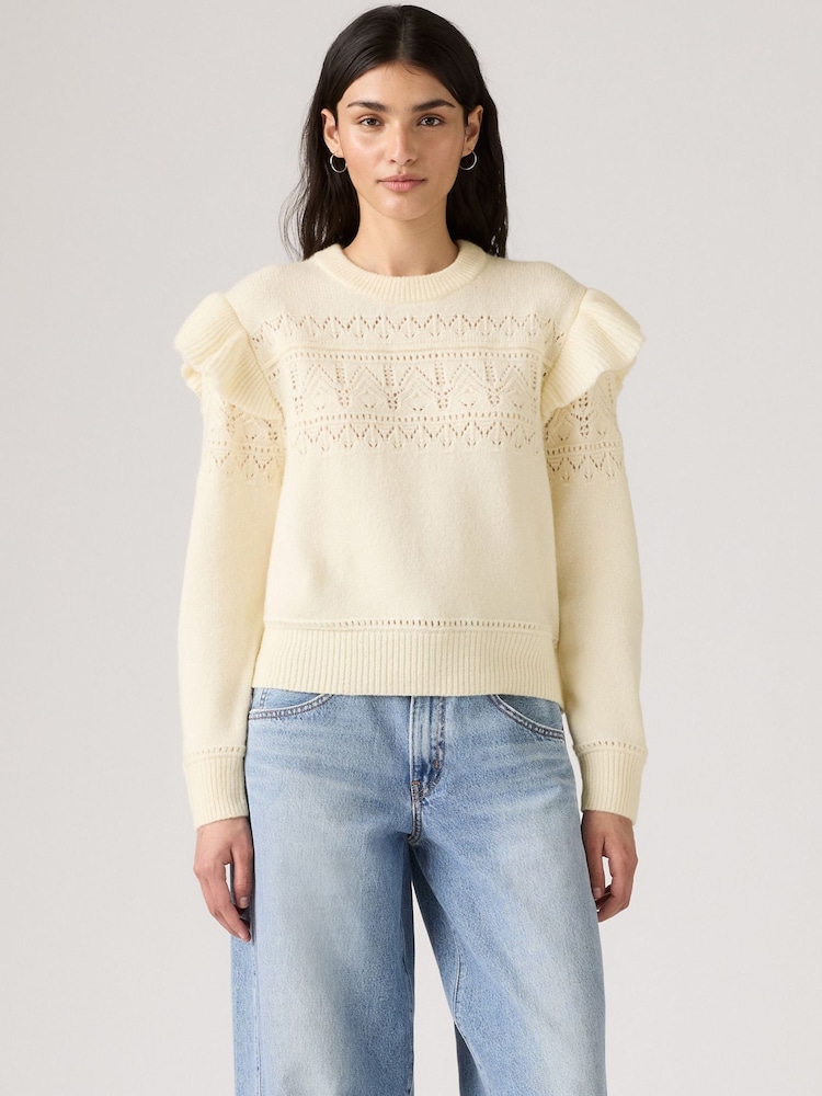 Levi's Tofu Pointelle Shane Flutter Sleeve Jumper - Image 1 of 4