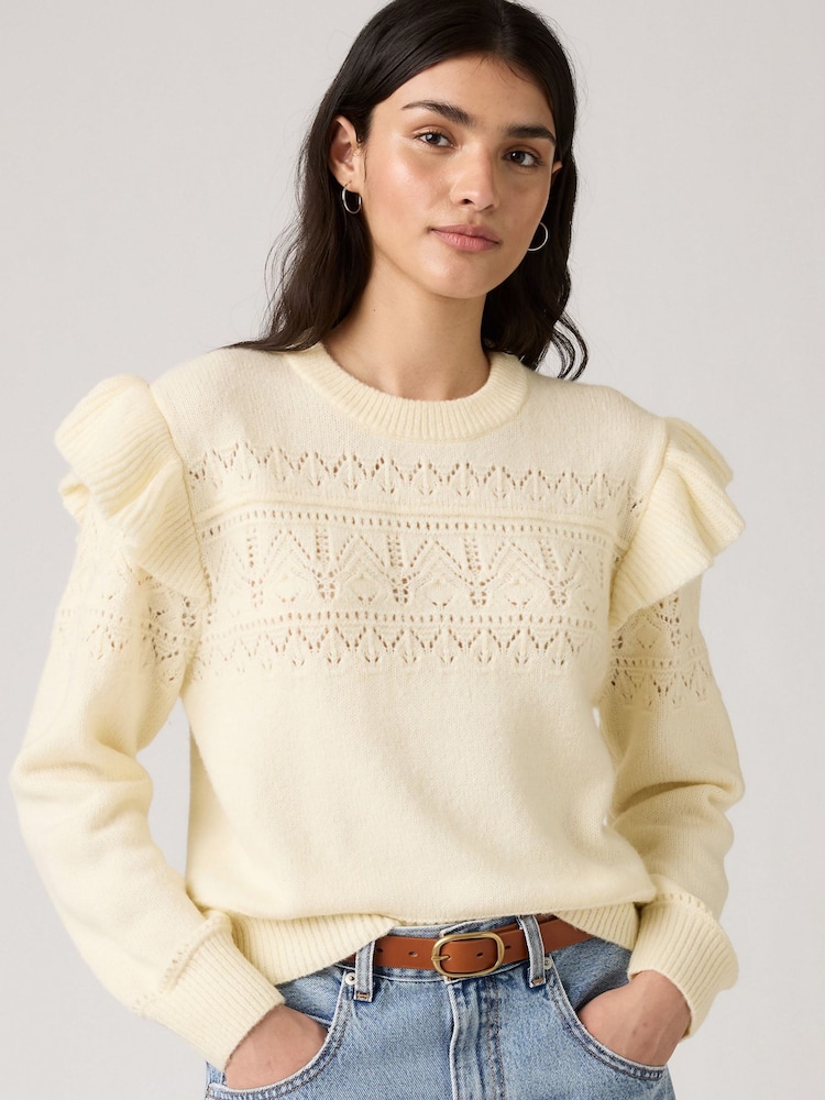 Levi's Tofu Pointelle Shane Flutter Sleeve Jumper - Image 2 of 4