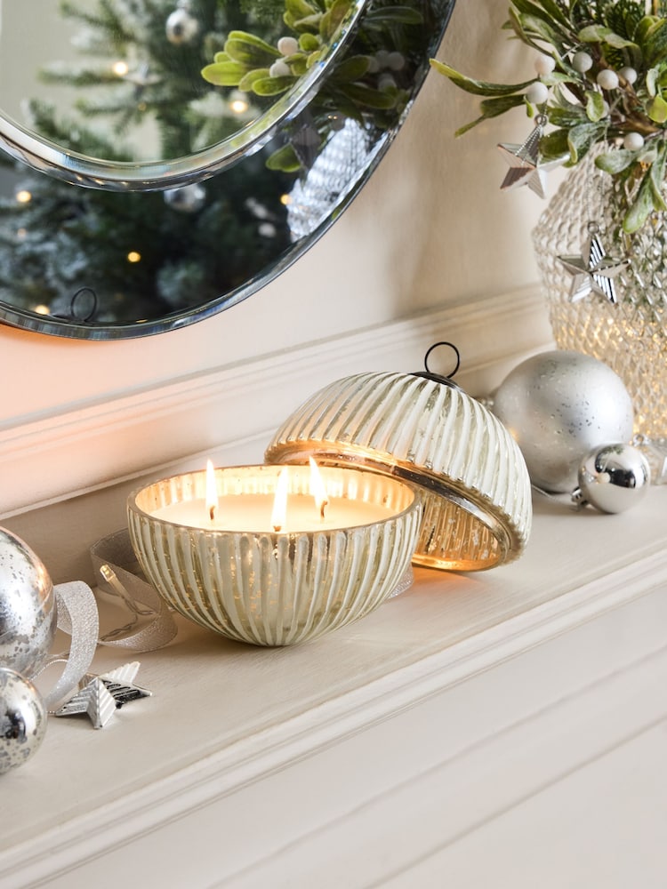 Silver Bauble Festive Spice Decorative Candle - Image 1 of 4 Silver Bauble Festive Spice Decorative Candle - Image 1 of 4