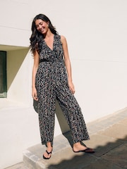Black Wide Leg Jumpsuit - Image 1 of 9