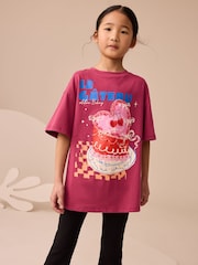Burgundy Red Oversized Graphic Print T-Shirt (3-16yrs) - Image 1 of 7