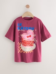 Burgundy Red Oversized Graphic Print T-Shirt (3-16yrs) - Image 4 of 7