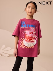 Burgundy Red Oversized Graphic Print T-Shirt (3-16yrs) - Image 9 of 9