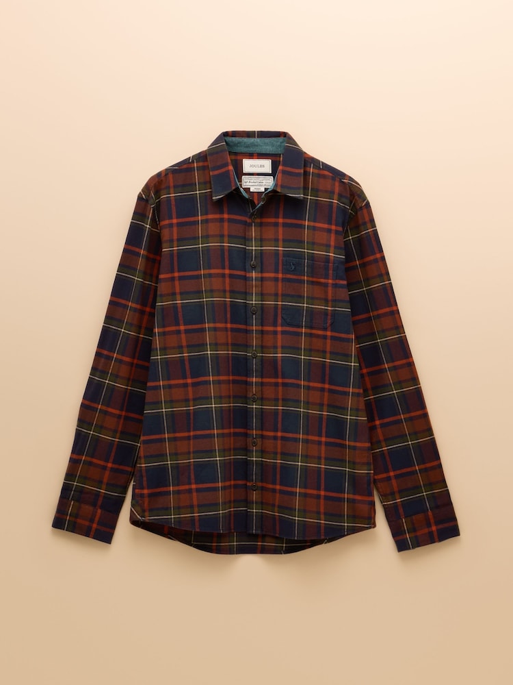 Brushed Flannel Navy Cotton Shirt - Image 11 of 11