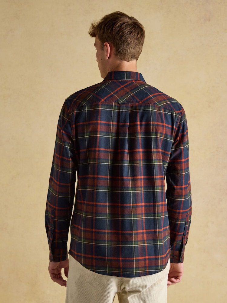 Brushed Flannel Navy Cotton Shirt - Image 2 of 11