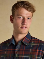 Brushed Flannel Navy Cotton Shirt - Image 3 of 11