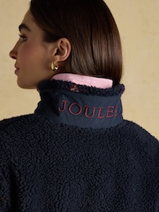 Joules Lottie Navy/Red Geometric Print Borg Fleece with Zip Fastening - Image 9 of 11