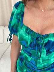 Girl In Mind Green Dove Ruched Detail Midi Dress - Image 4 of 5