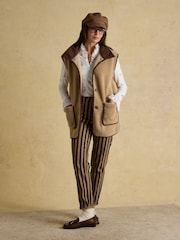 Sadie Taupe Longline Button Through Fleece Gilet - Image 3 of 9