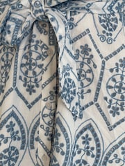 Girl In Mind Blue Mila Short Sleeve Broderie Mini 100% Cotton Shirt Dress - Image 6 of 6