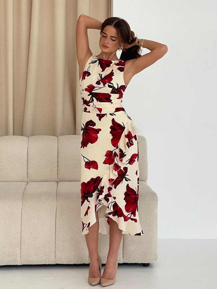Girl In Mind Cream Wendy Ruched Waist Frill Skirt Detail - Image 2 of 6