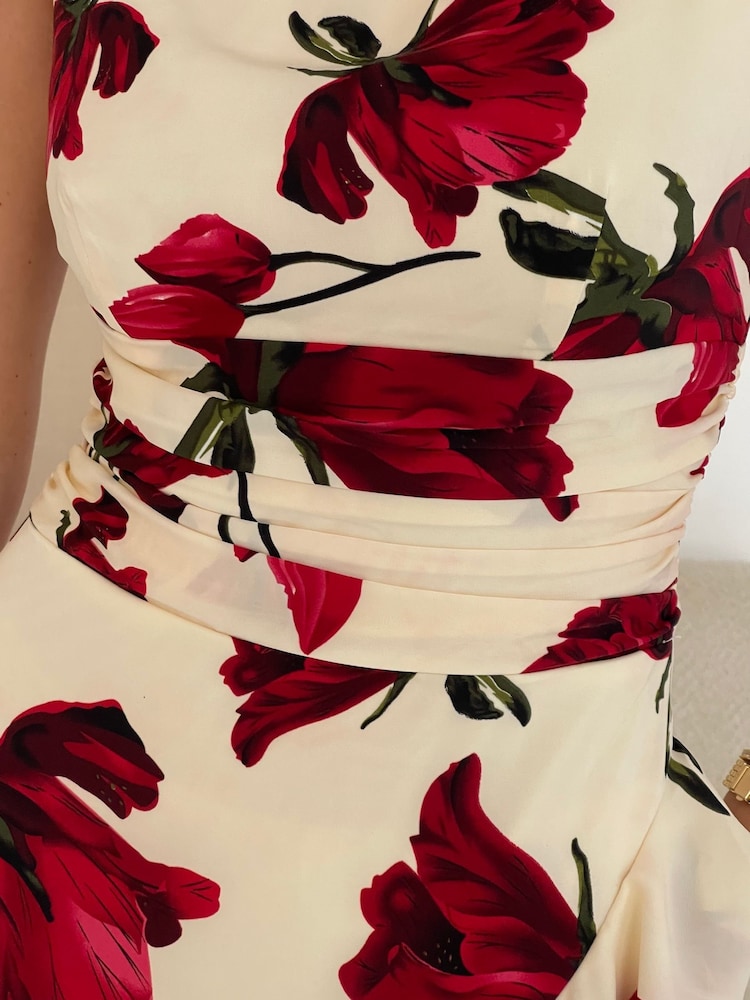 Girl In Mind Cream Wendy Ruched Waist Frill Skirt Detail - Image 6 of 6