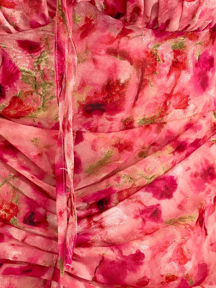 Girl In Mind Pink Dove Ruched Detail Midi Dress - Image 6 of 6