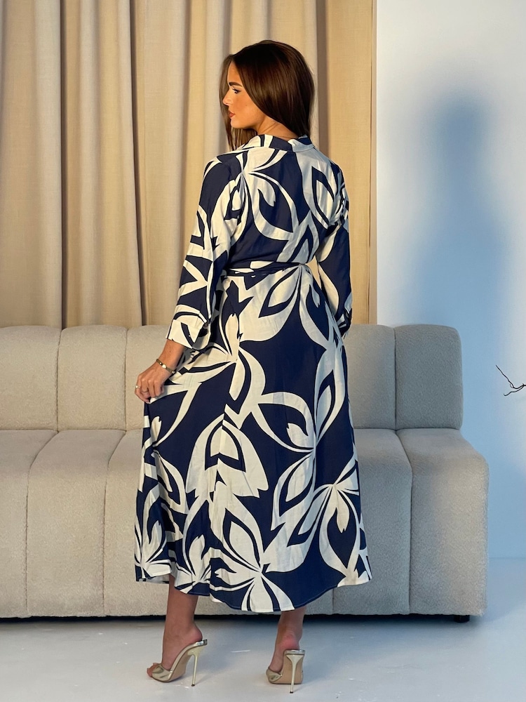 Girl In Mind Blue Angela Tie Front Shirt Dress - Image 3 of 6