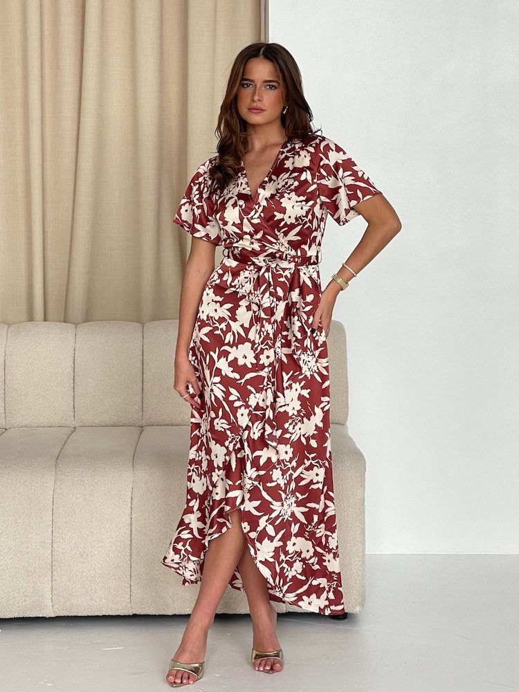 Girl In Mind Red Farren Frill Detail Maxi Dress - Image 2 of 5